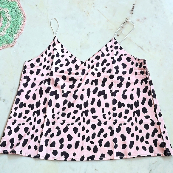Pink & black animal print satin camisole size medium - Picture 1 of 11